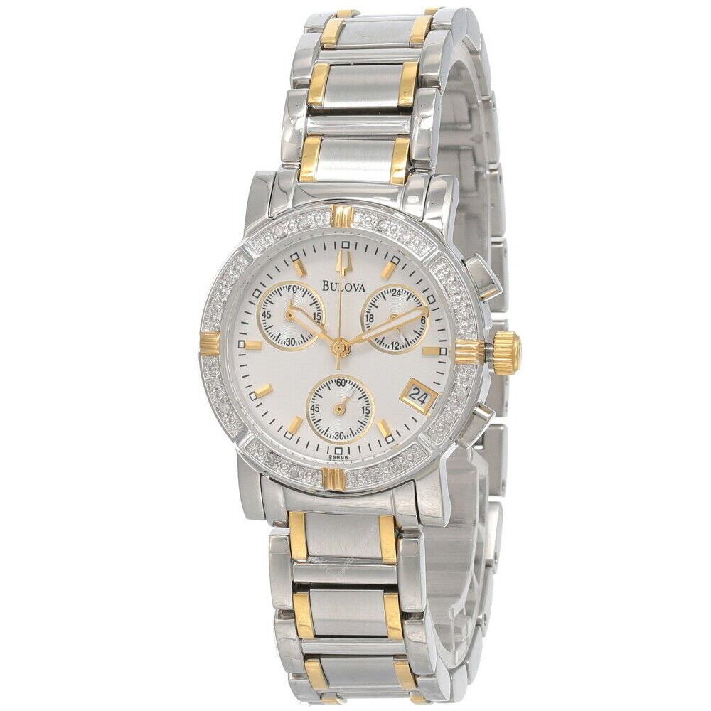 Bulova White Dial 30MM 2-Tone SS Women`s Watch 98R98