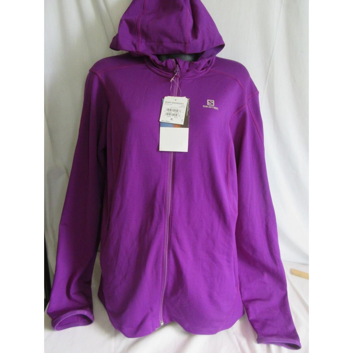 Salomon Discovery Full Zip Midlayer Hooded Jacket Actitherm Grapejuice Sz XL