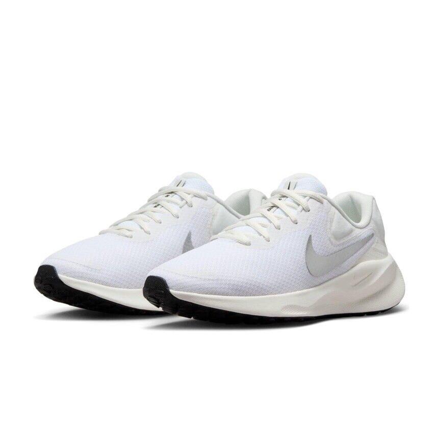 Women Nike Revolution 7 Road Running Training Shoes White/silver FB2208-101 - White/metallic Silver-Sail