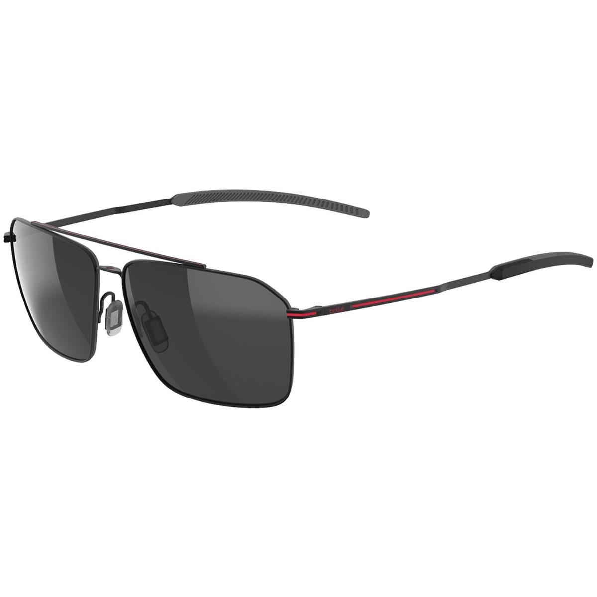 Bolle Flow Volt+ Polarized Rectangular Navigator Sunglasses - BS141VP Black Red Matte/Gun (004)