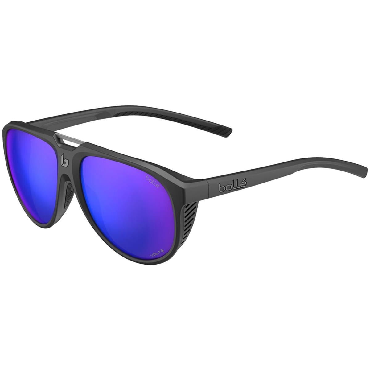 Bolle Euphoria Polarized Volt+ Pilot Sunglasses W/ Side Shields - BS036VP Black Matte/Ultraviolet (001)