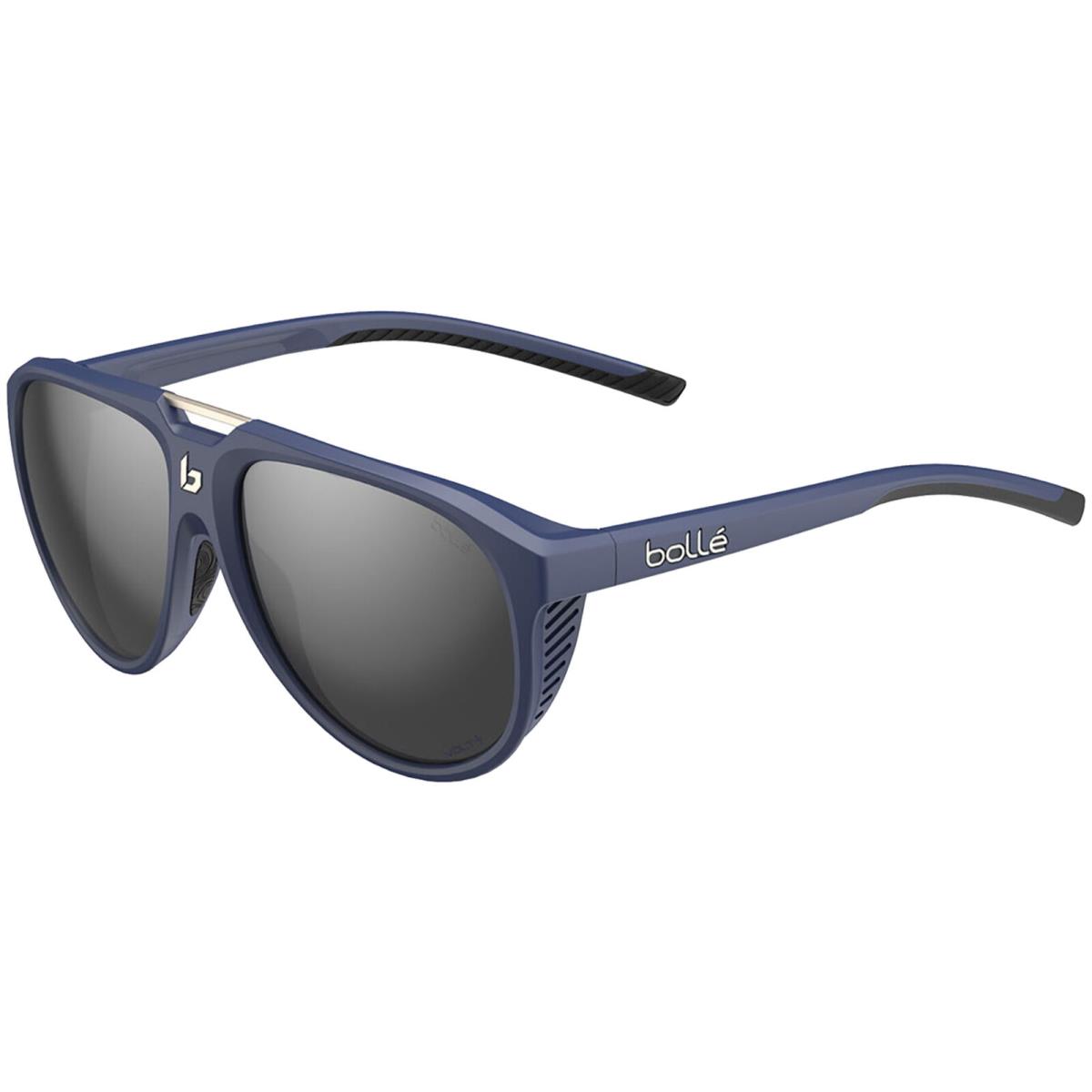 Bolle Euphoria Polarized Volt+ Pilot Sunglasses W/ Side Shields - BS036VP Dark Blue Matte/Cold White (002)