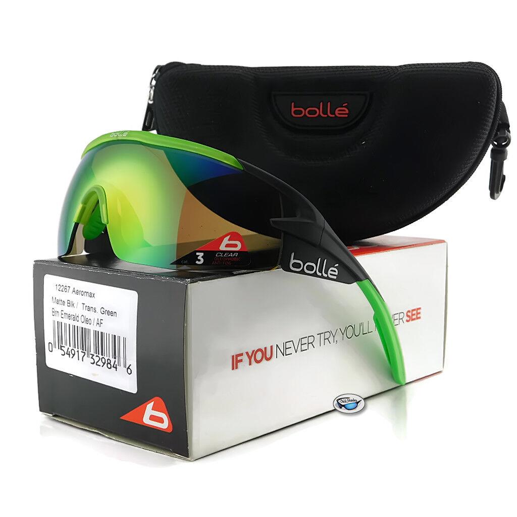 Bolle Aeromax Sport Sunglasses 12267 Matte Black / Brown Emerald Lens