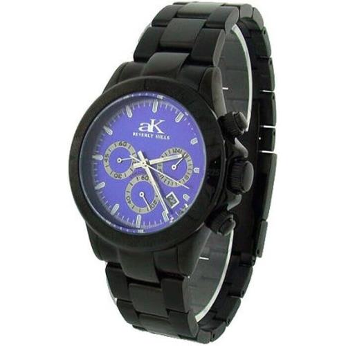 Adee Kaye Blue Men`s Stainless Steel Chronograph Watch - AK4002-7MBB-BLU