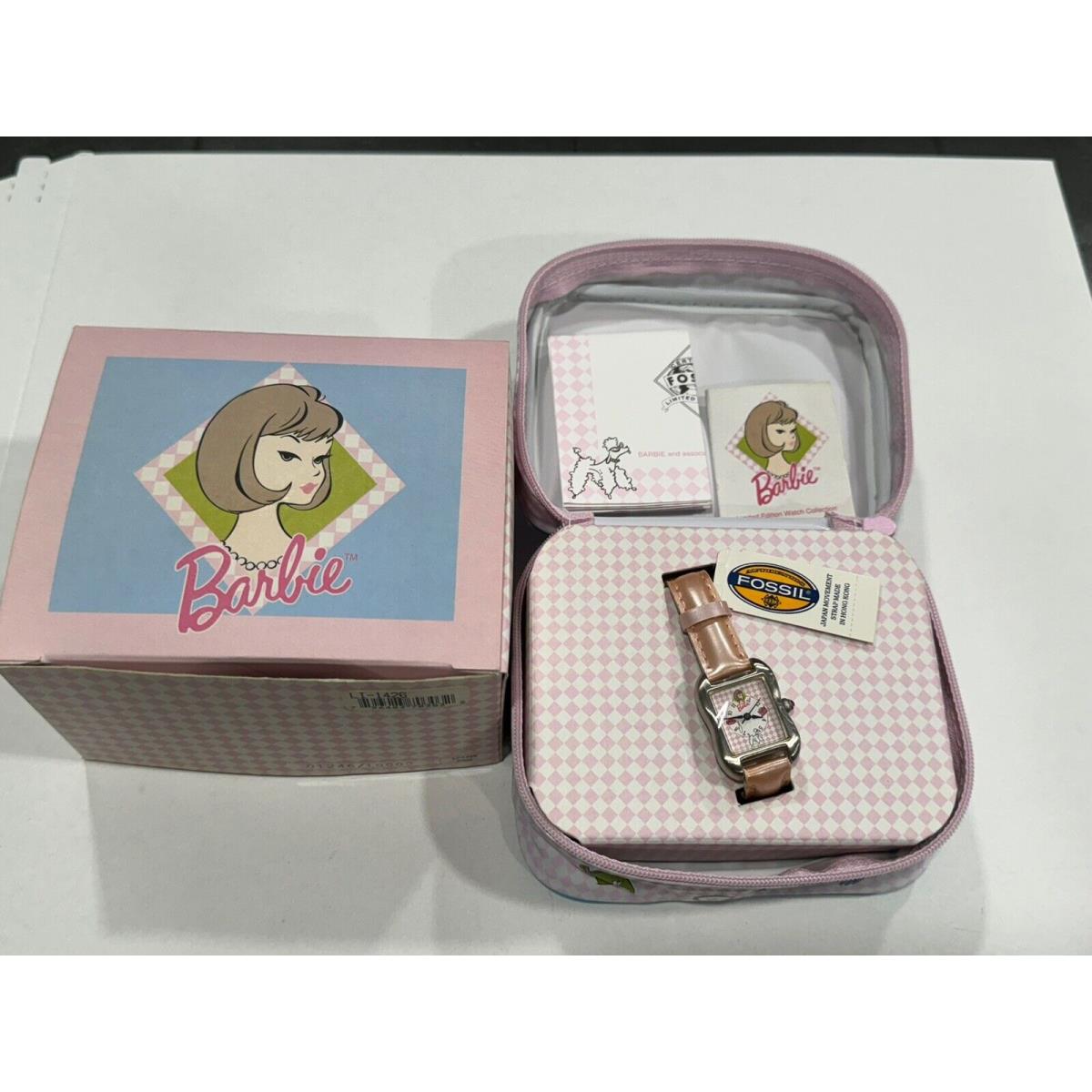 Vintage Barbie Poodle Parade Pink Fossil Watch Box BB3