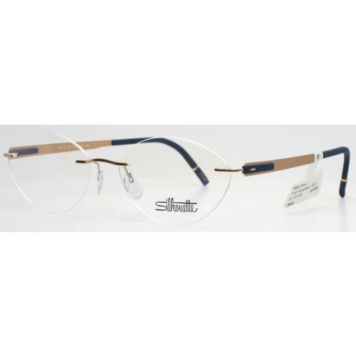 Silhouette 5555 CV 7630 Gold Navy Womens Oval Rimless Eyeglasses 52-15-135 B:37