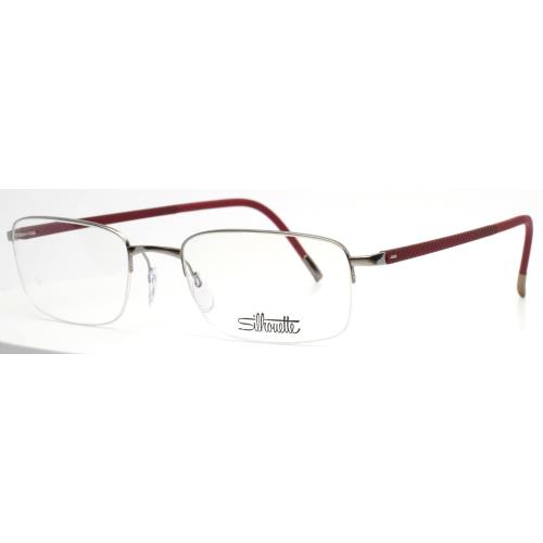 Silhouette 5559 75 7110 Silver Mens Rectangle Half Rim Eyeglasses 52-19-140 B:32