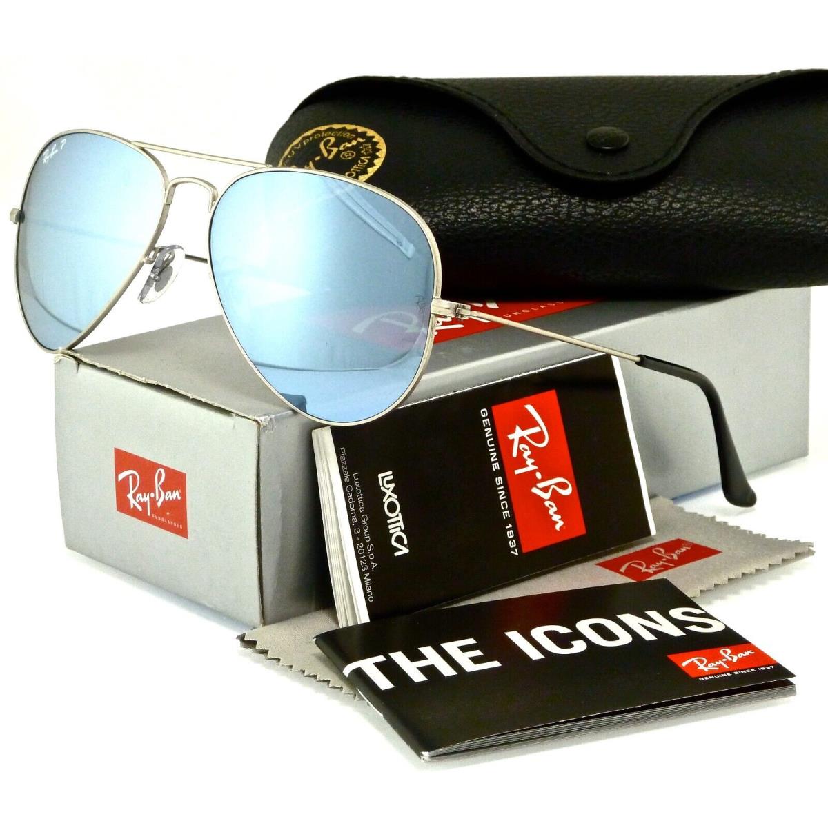 Ray-ban Aviator Matte Silver l Polarized Silver Flash Mirror RB3025 019/W3 58mm