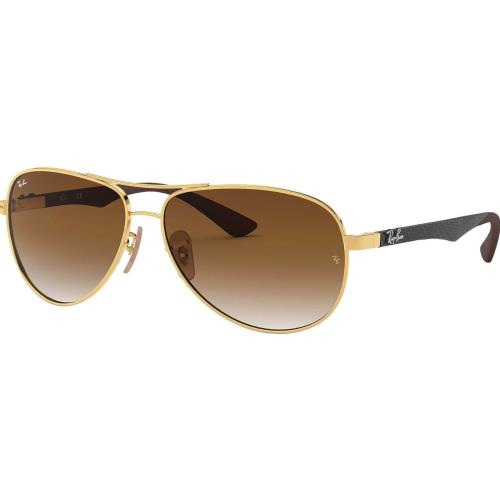 Ray-ban Carbon Fibre Polished Gold Pilot Sunglasses RB8313 001/51 61 - Frame: Gold, Lens: Brown