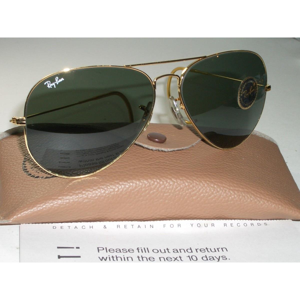 62 14 Vintage B L Ray Ban Wrap-around G15 UV Gold-plated Aviator Sunglasses