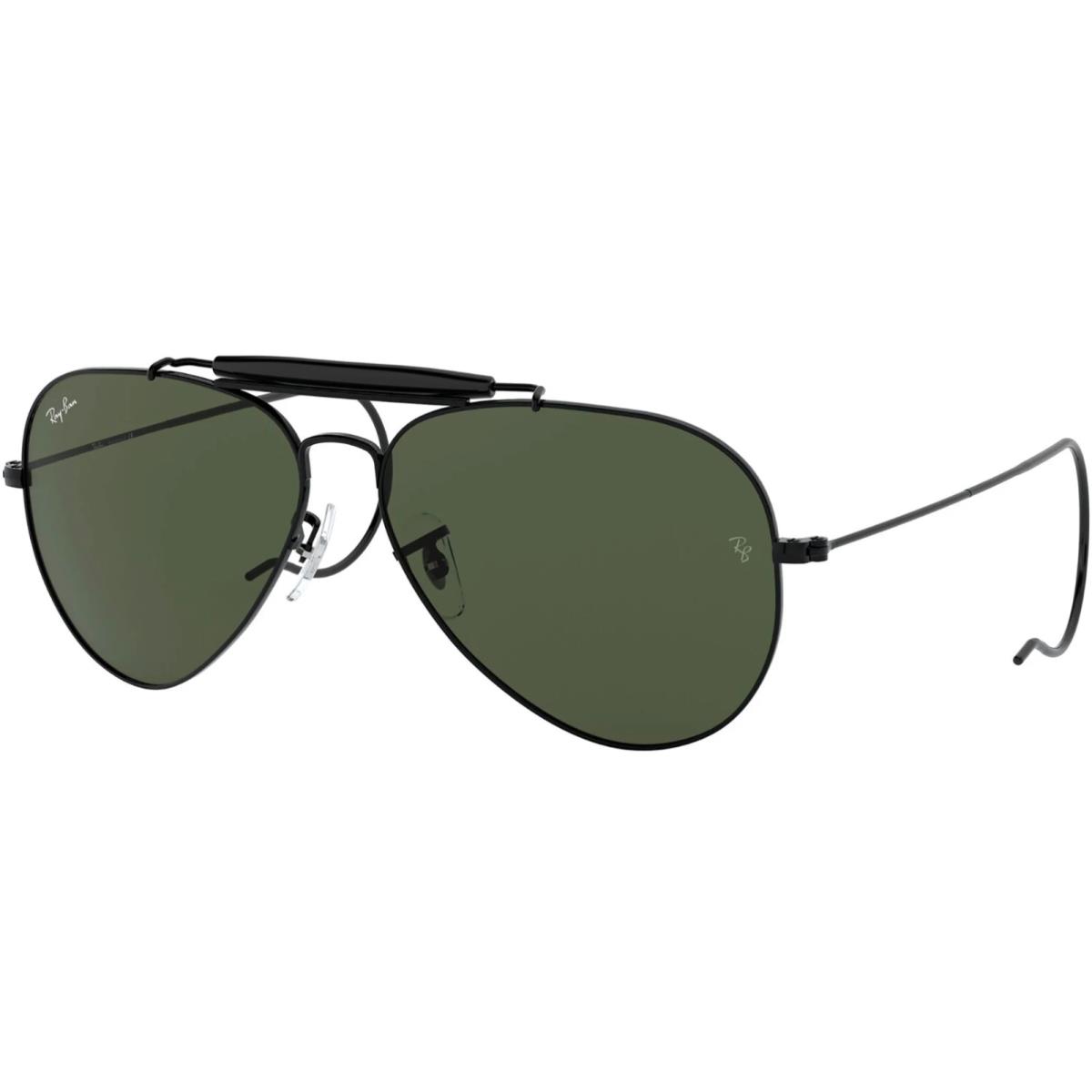 Ray-ban Outdoorsman Polished Black Green Lens Sunglasses RB3030 L9500 58 - Frame: Black, Lens: Black