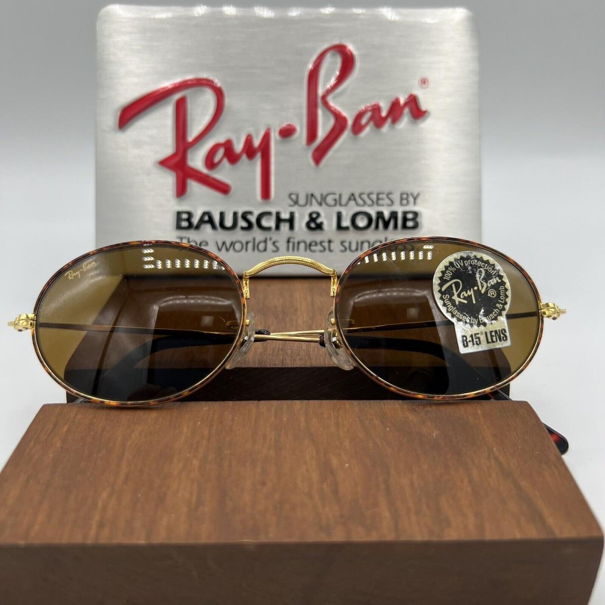 Old Stock Ray Ban W2183 Sunglasses Gold Tort Oval Aviators B-15 Brown Lens