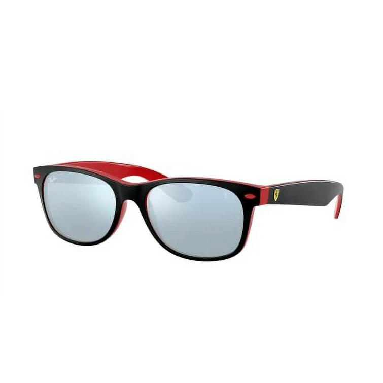 Ray-ban Scuderia Ferrari Wayfarer Matte Black / Red Sunglasses RB2132M F63830 55 - Frame: Black, Lens: Silver