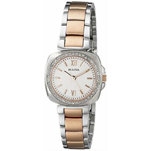 Bulova White Dial Two-toned Stainless Steel Quartz Ladies Watch 98R206 No Box