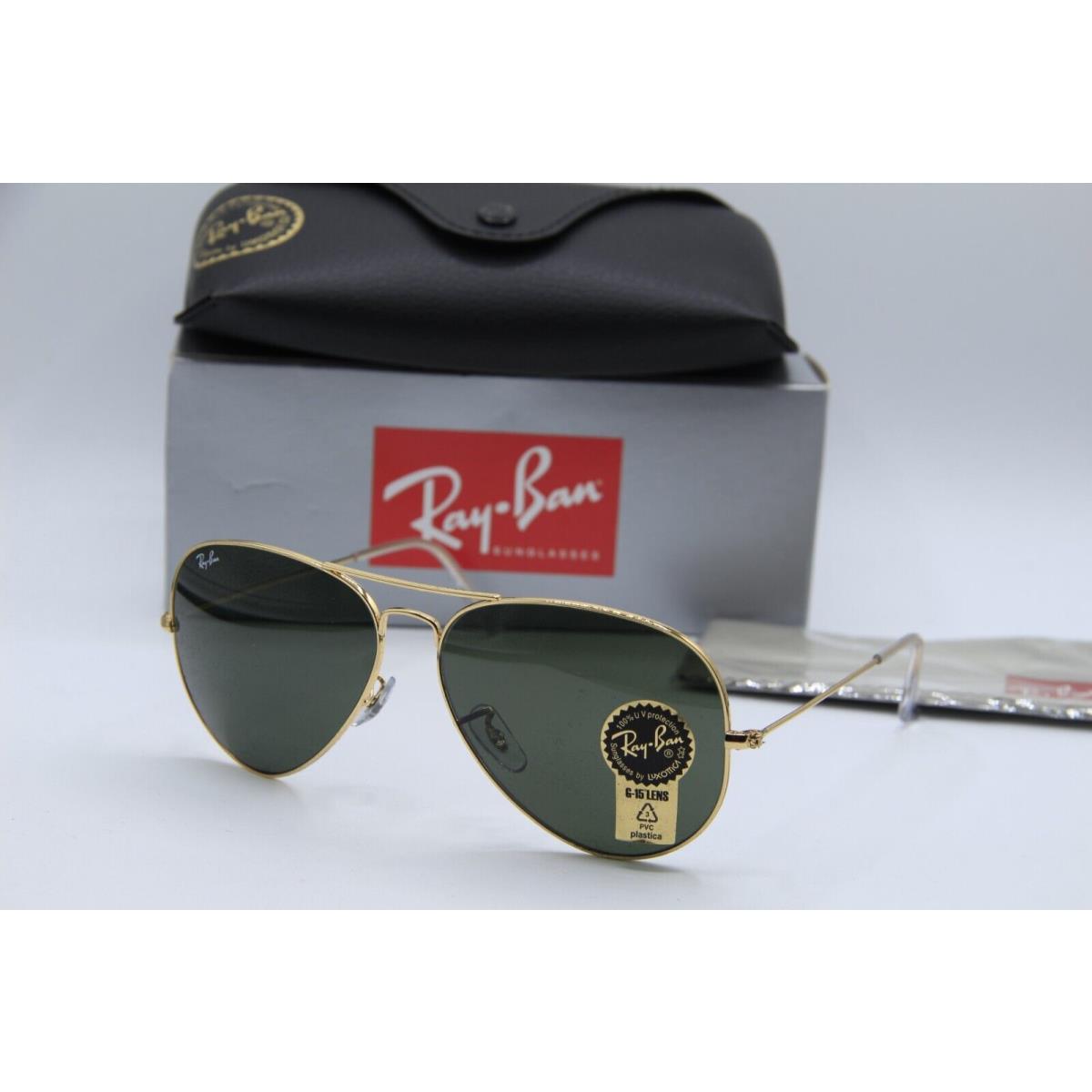 Ray-ban RB 3025 001 Aviator Gold Frames Sunglasses 62-14