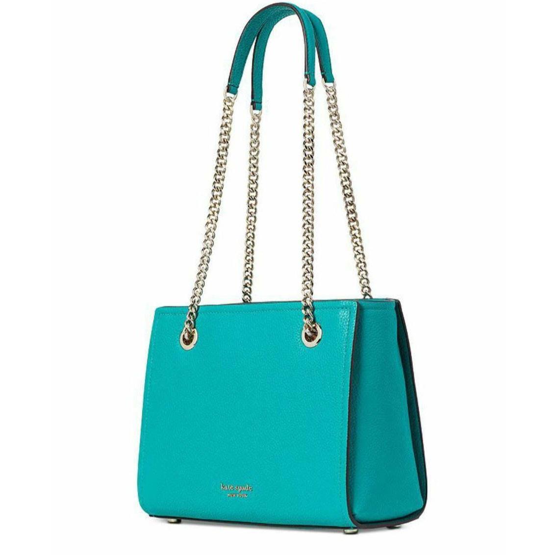 Kate Spade Amelia Shoulder Bag Medium Blue Pebbled Leather Chain Strap Tote