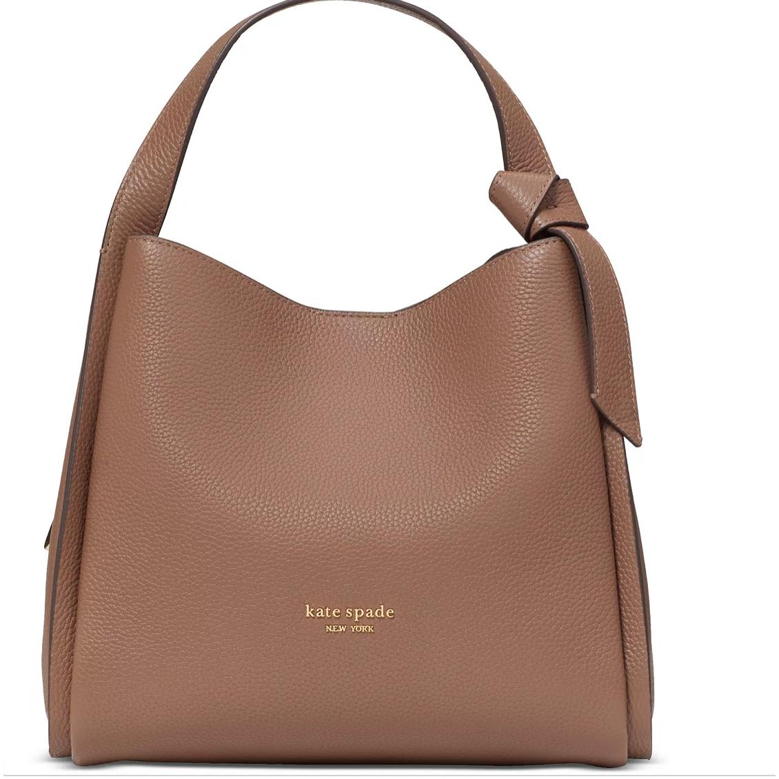 Kate Spade Knott Pebbled Leather Crossbody Tote Warm Acorn