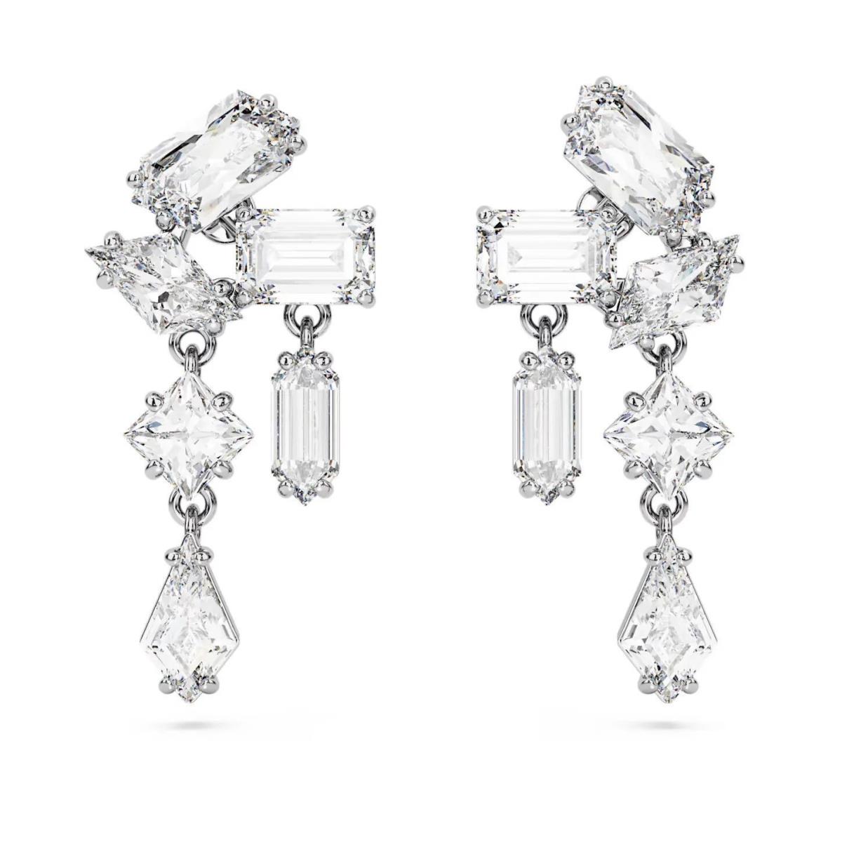 Swarovski Mesmera Drop Earrings - Mixed Cuts White Rhodium Plated 5665825