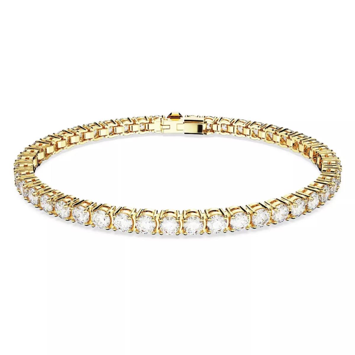 Swarovski Matrix Tennis Bracelet Round Cut White Gold-tone Plated Size M