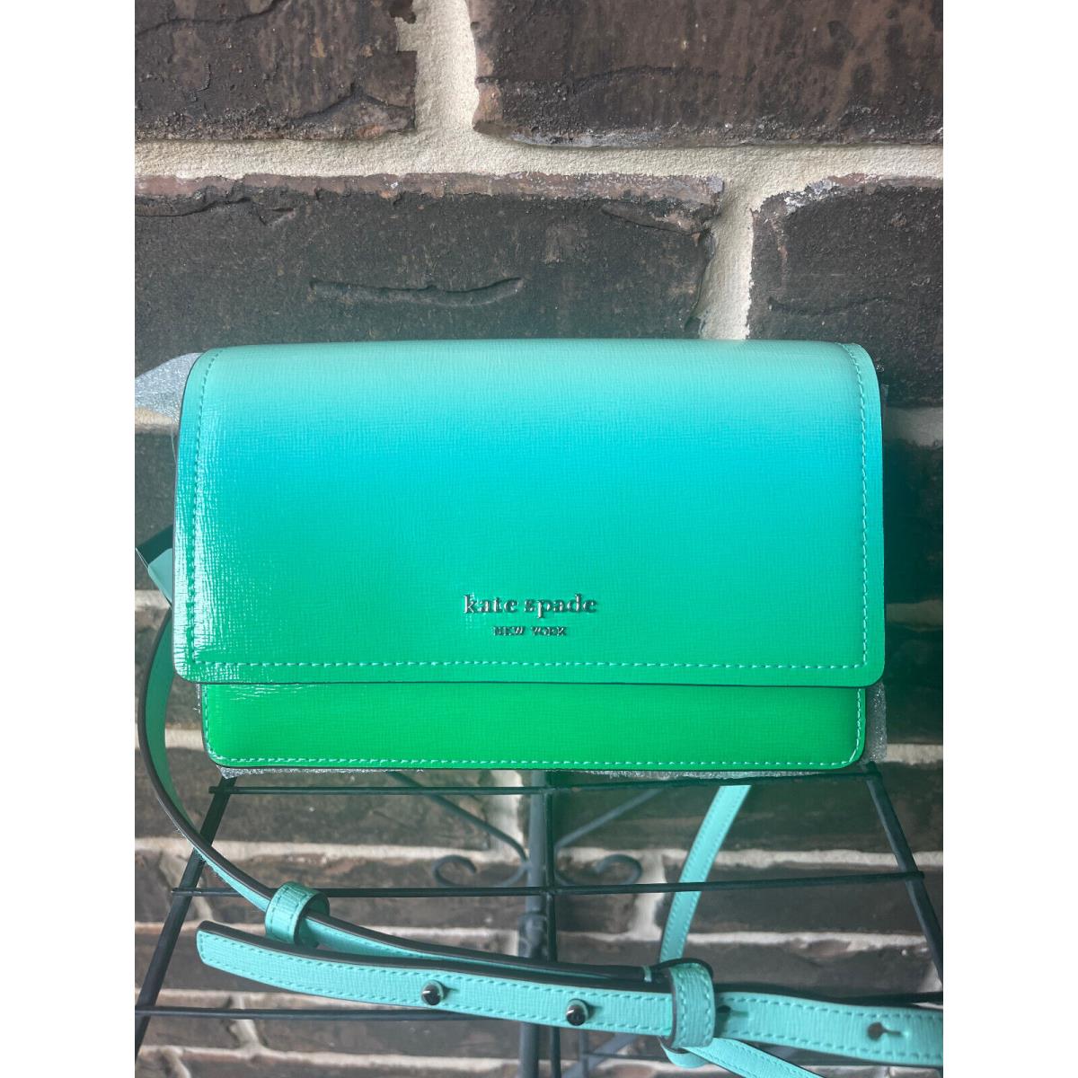 Kate Spade Morgan Ombre Flap Chain Wallet Crossbody Liqueur Multi Green