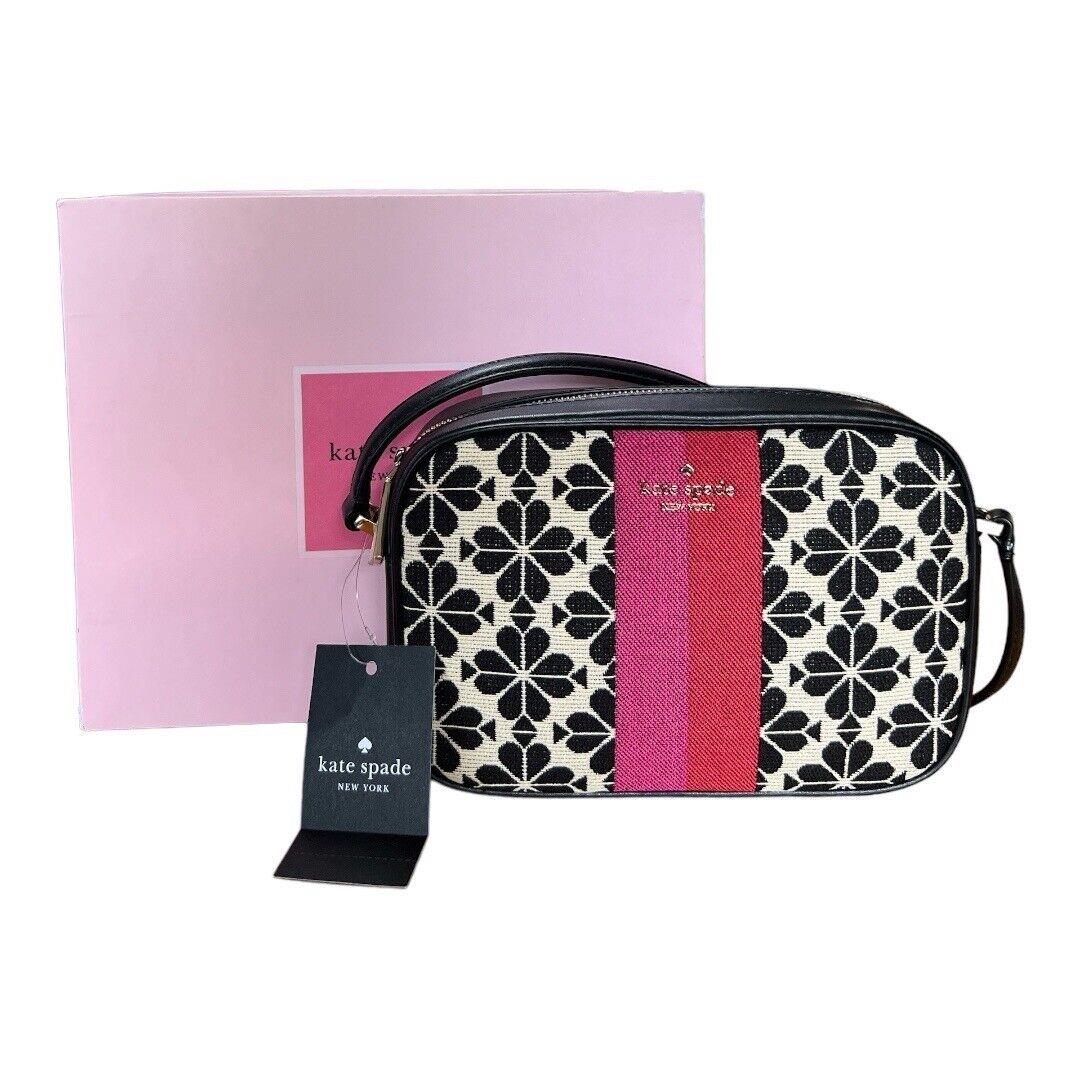 Kate Spade Flower Jacquard Small Camera Bag Black Cream Multi Msrp: