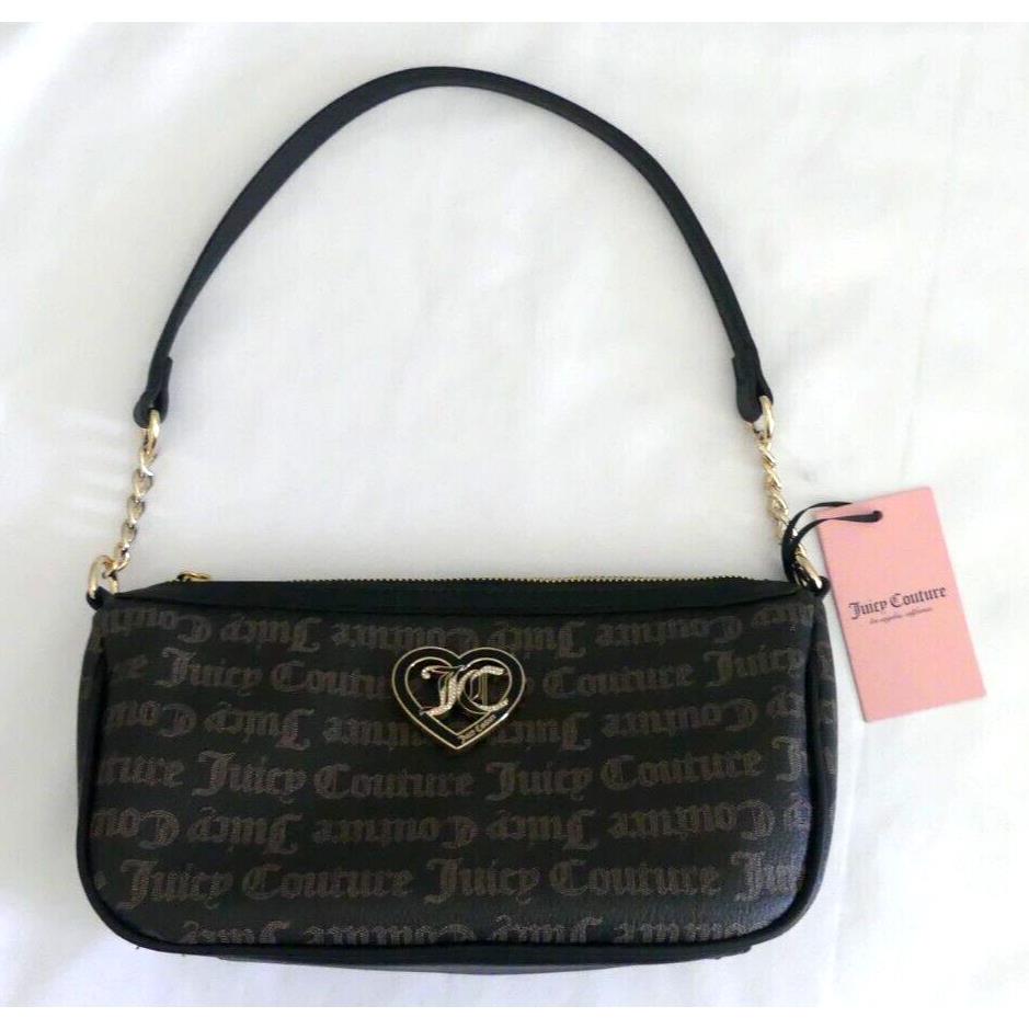 Juicy Couture Gothic Dot Shoulder Bag Flawless Black Logo Gold Tone Cha