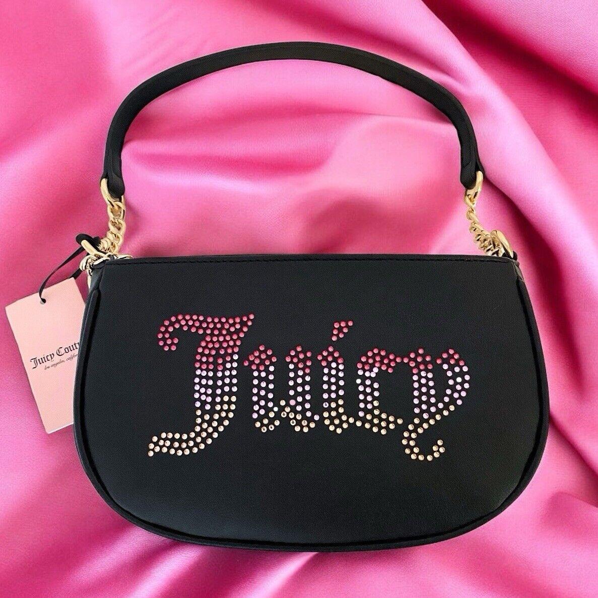 Juicy Couture Black Rhinestone Logo Be Classic II Shoulder Bag