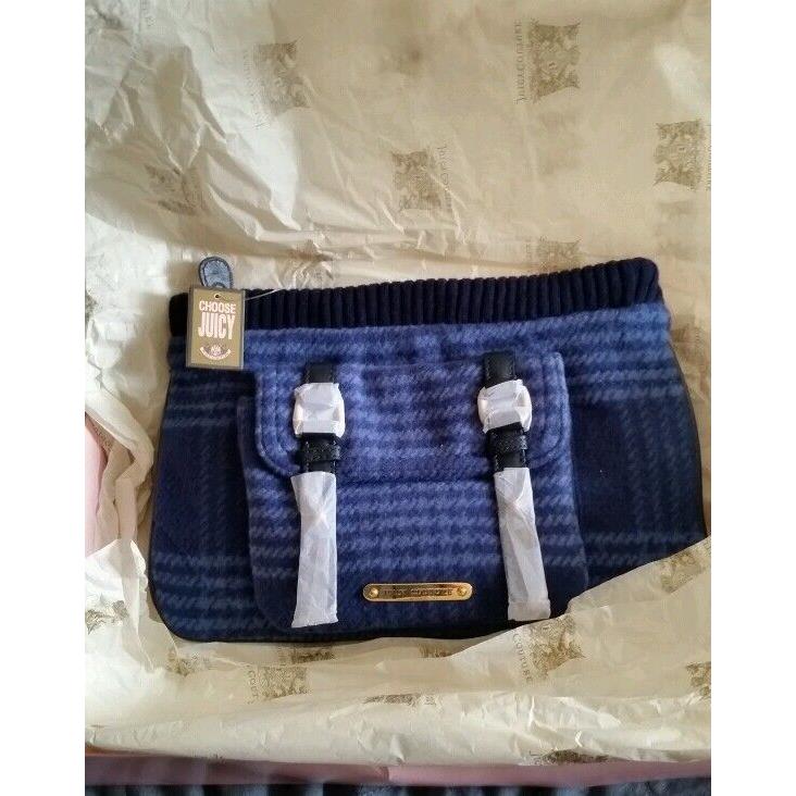 Juicy Couture Pendelton Blue Wool Plaid Large Clutch RN52002 12 X8 X2