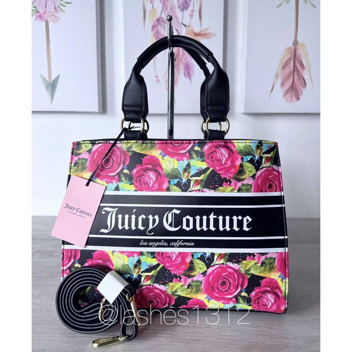 Juicy Couture Bag Billboard Tote - Black Red Roses