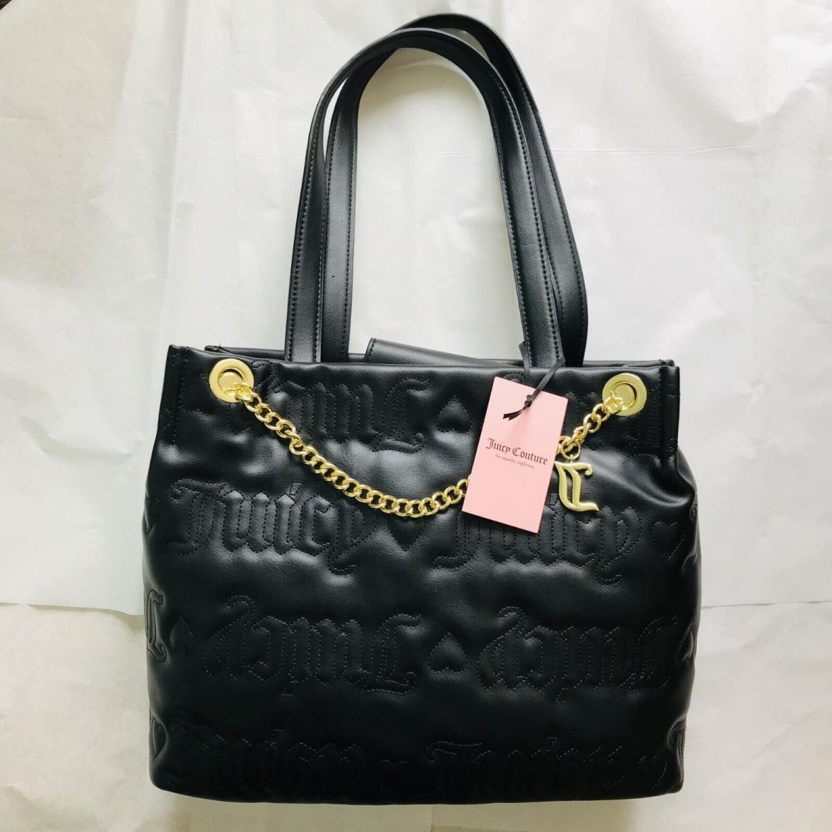 Juicy Couture Quilted Black Puff Tote Shoulder Bag Size : 13.75 W x 11 H x 4 D