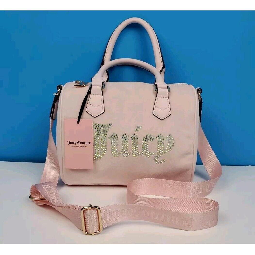 Juicy Couture Obsession Satchel Powder Blush Pink Velour Crossbody Bag