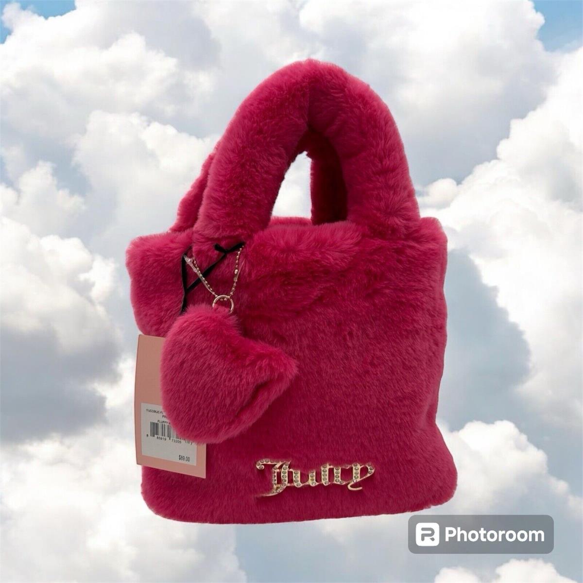 Juicy Couture Free Love Fluffy Mini Tote Bag Purse Hot Pink