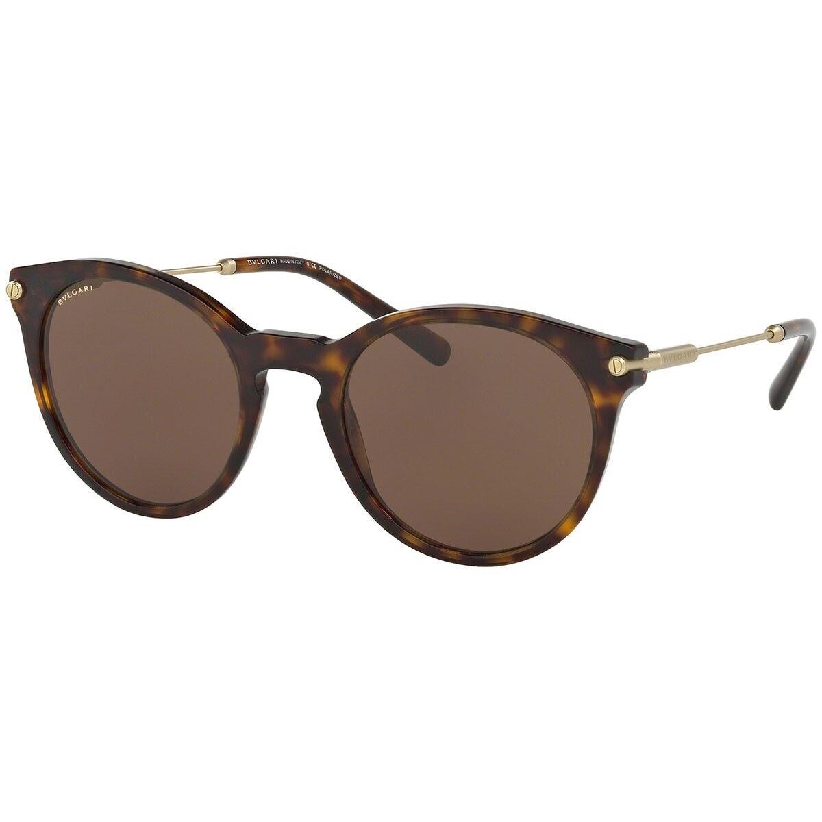 Bvlgari Women`s Round Sunglasses BV7030-50473 Dark Havana 51mm Brown Lens