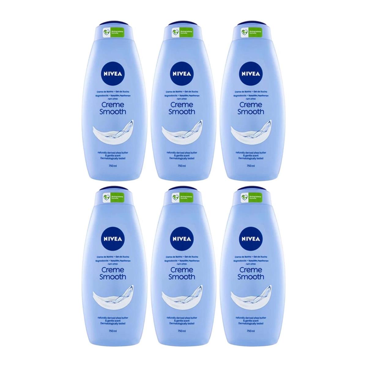 Nivea Creme Smooth with Shea Butter Gentle Scent Body Wash 750ml Pack of 6