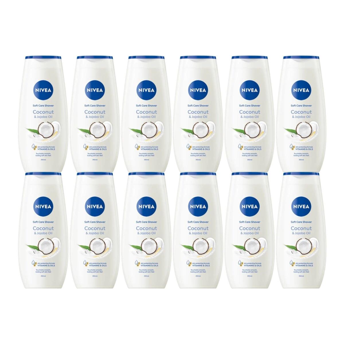 Nivea Coconut Jojoba Oil Shower Gel w/ Vitamins 8.45oz 250ml Pack of 12