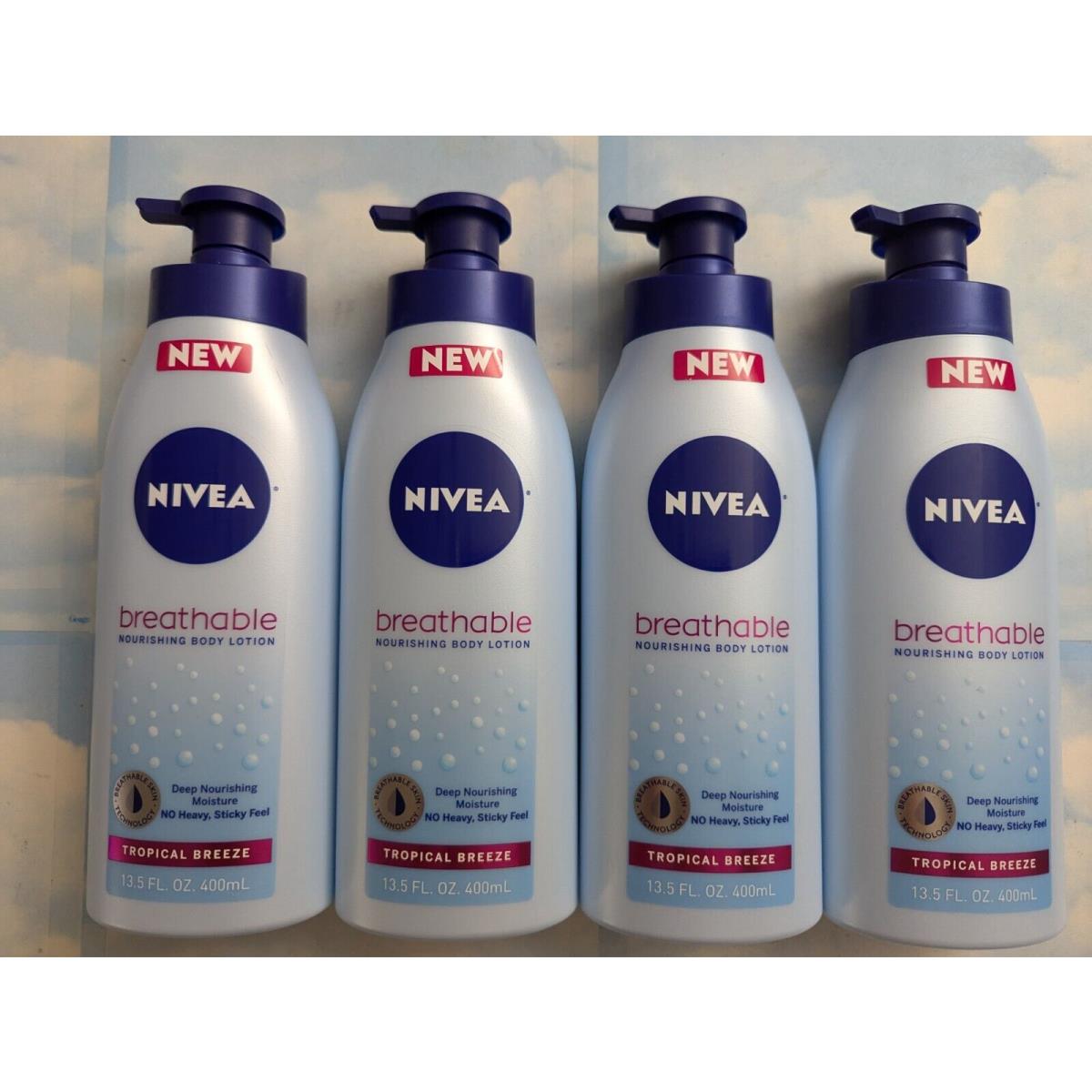 Lot 4 Nivea Breathable Nourishing Body Lotion Tropical Breeze 13.5 FL OZ