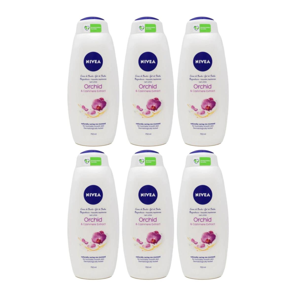 Nivea Orchid Cashmere Extract Bath Cream Body Wash 750ml Pack of 6