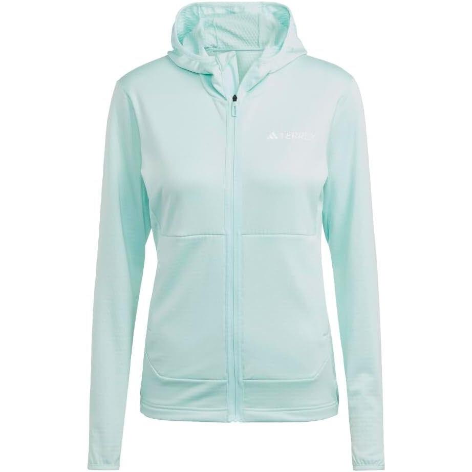 Adidas Women`s Terrex Xperior Light Fleece Hooded Jacket Semi Flash Aqua