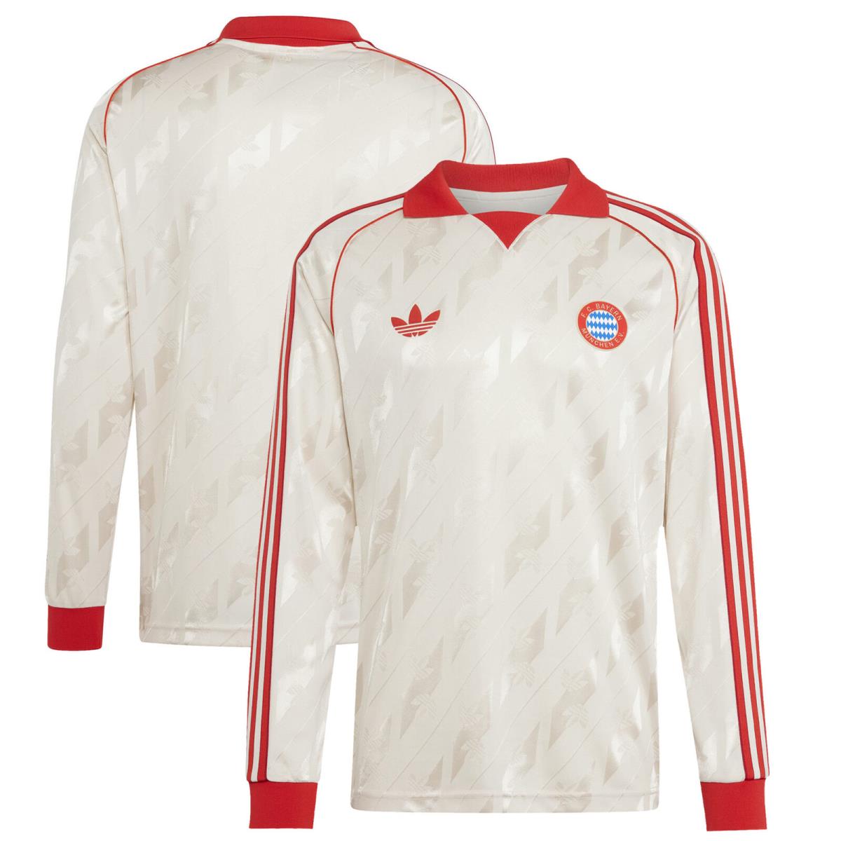 Men`s Adidas Originals Cream Bayern Munich Lifestyler Long Sleeve Jersey