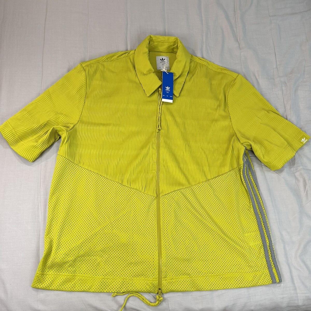 Adidas X Sftm Short Sleeve Zip Shirt XL Lime Green Loose Fit Jacket