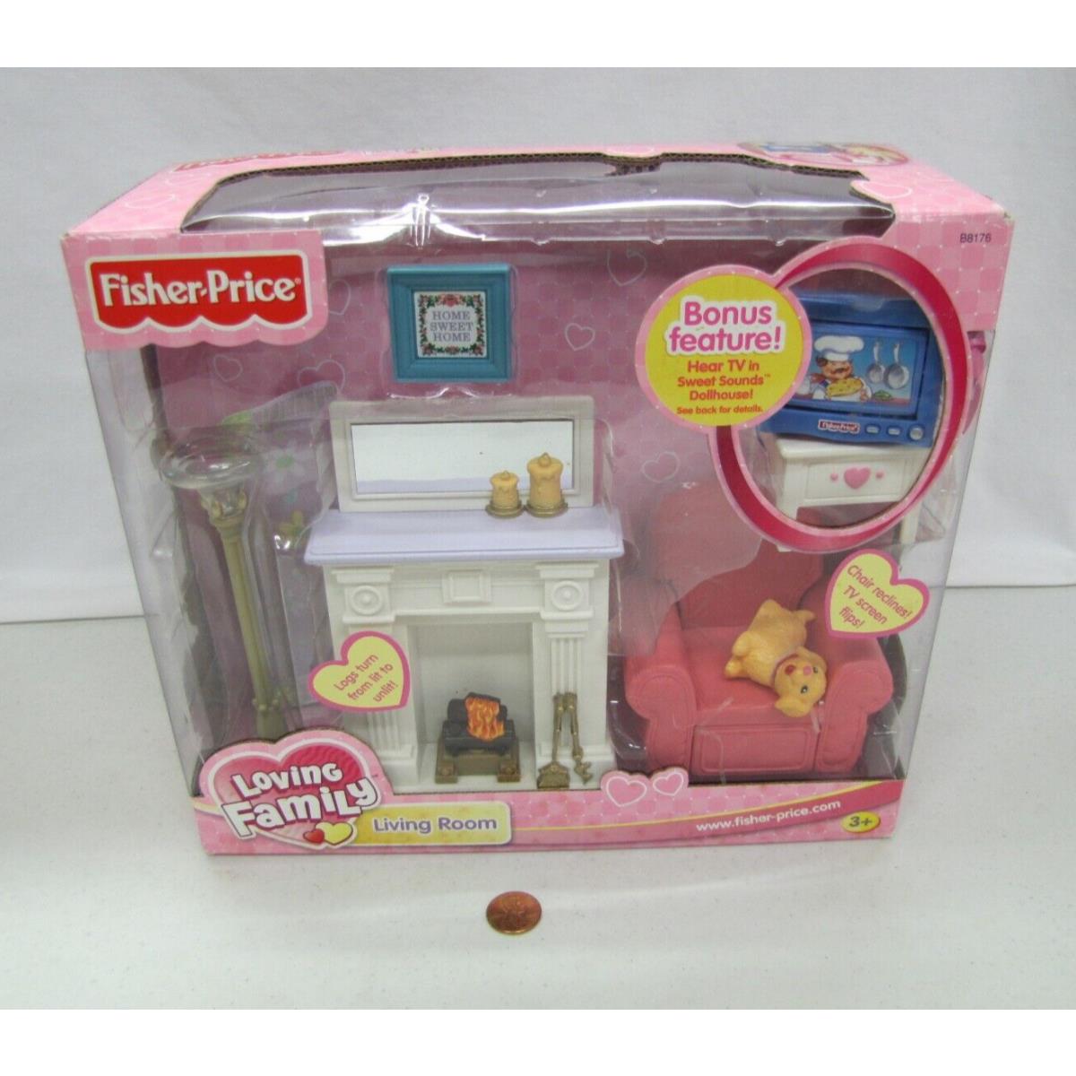 Fisher Price Loving Family Dollhouse Sweet Sounds Living Room TV Fireplace