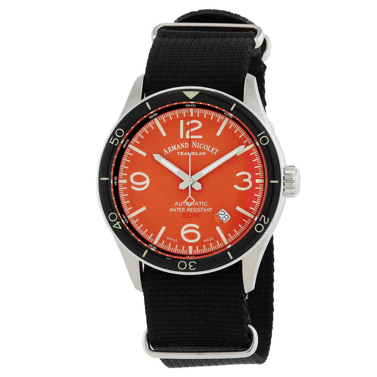 Armand Nicolet M2H Automatic Orange Dial Men`s Watch A740HNA-OR-BN22481AANN