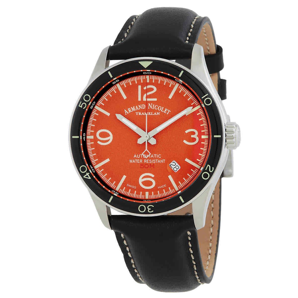 Armand Nicolet M2H Automatic Orange Dial Men`s Watch A740HNA-OR-P140NR2