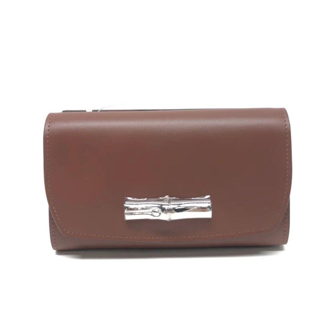 Longchamp Brown Leather Roseau Wallet Small