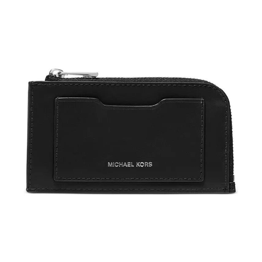 Michael Kors L83043 Mens Black Leather Zip Wallet 5.3x3