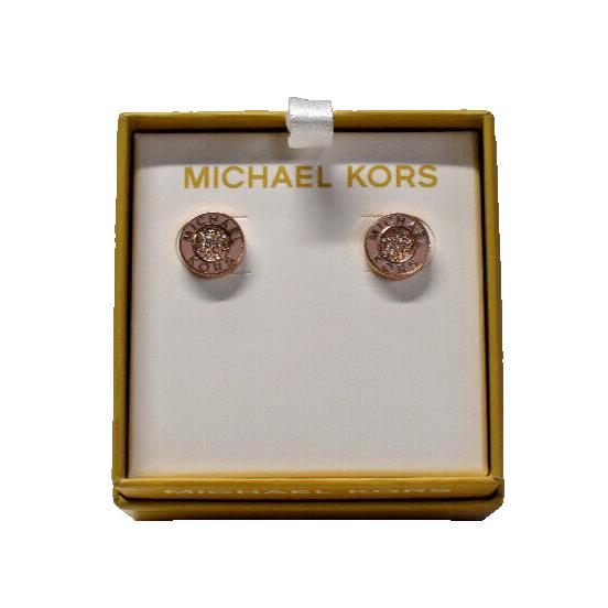 Michael Kors Pave Logo Studs Earrings Rose Goldtone MKJX8223791