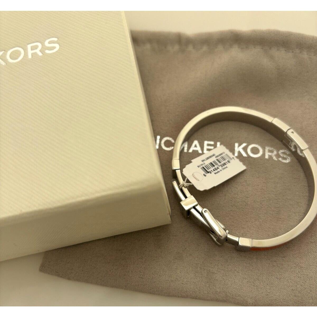 Michael Kors Buckled Enamel Bangle Orange/silver