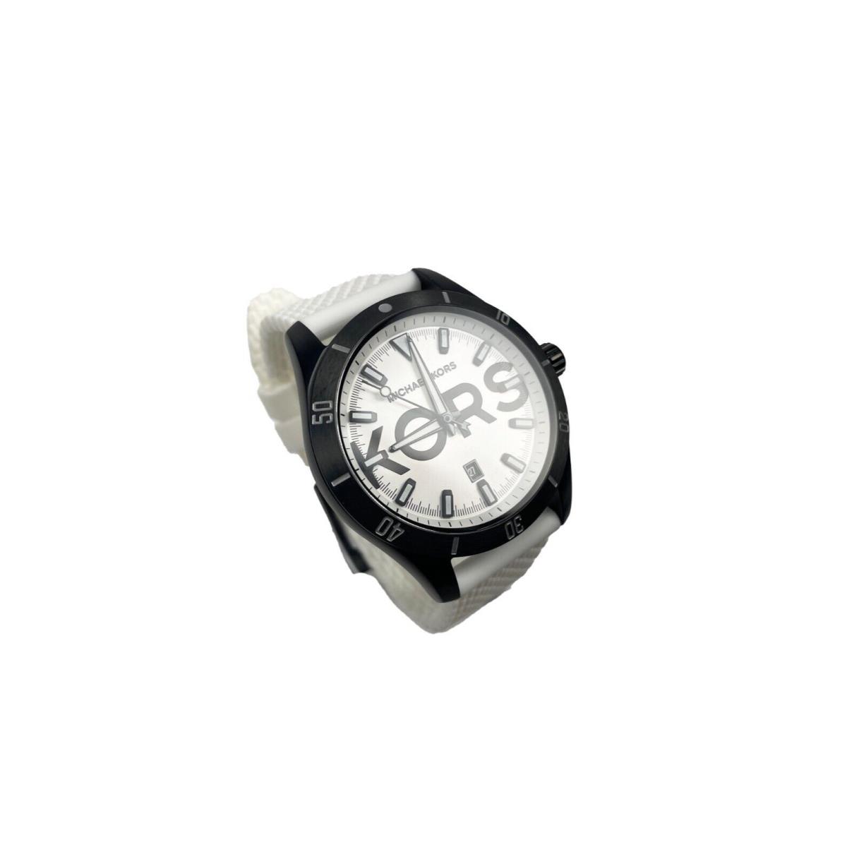 Michael Kors MK8893 Layton White Silicone Black Dial Watch - Dial: White, Band: White, Bezel: Black