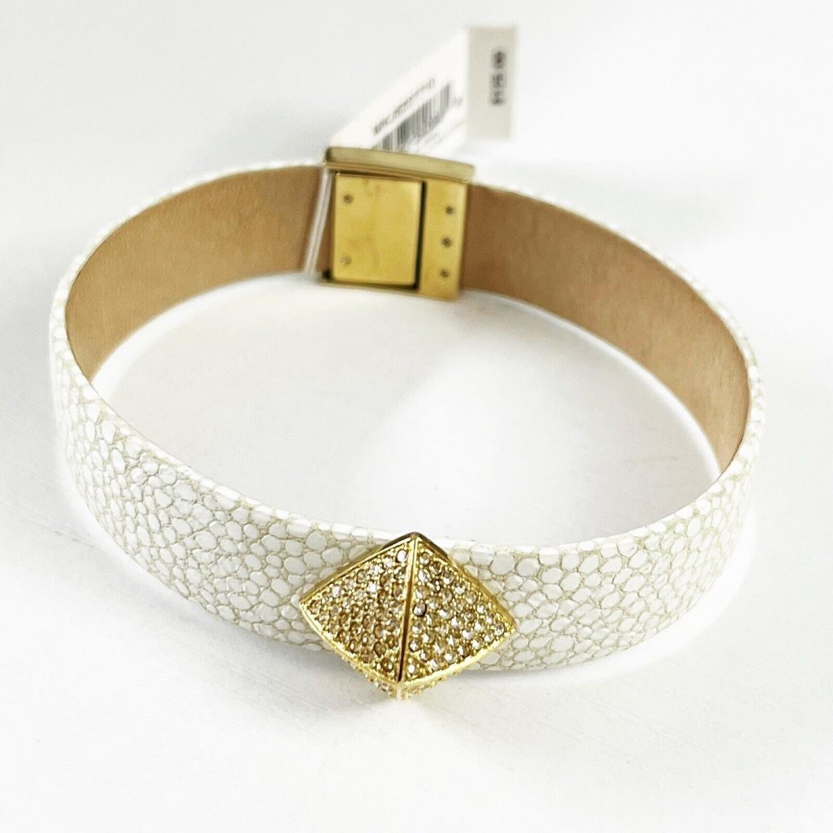 Michael Kors Cuff Bracelet Pave Crystal Spike with Leather