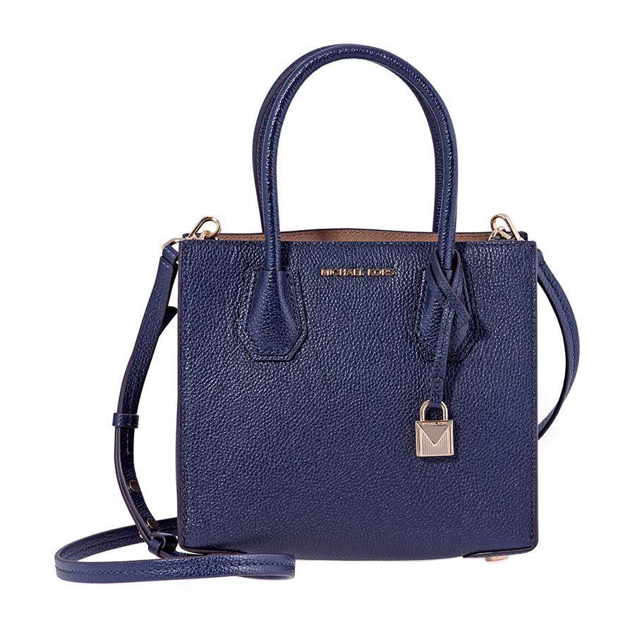 Kors Women`s Studio Mercer Medium Messenger Bag Admiral - Exterior: Admiral/Gold Hardwar (Navy Blue)